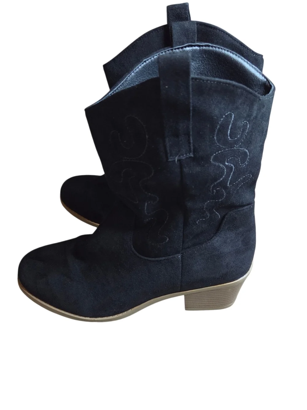 Women's Black Suede Western Ankle Boots